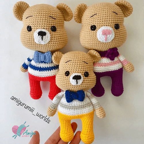 Amigurumi bear with a bow – Chinese pattern