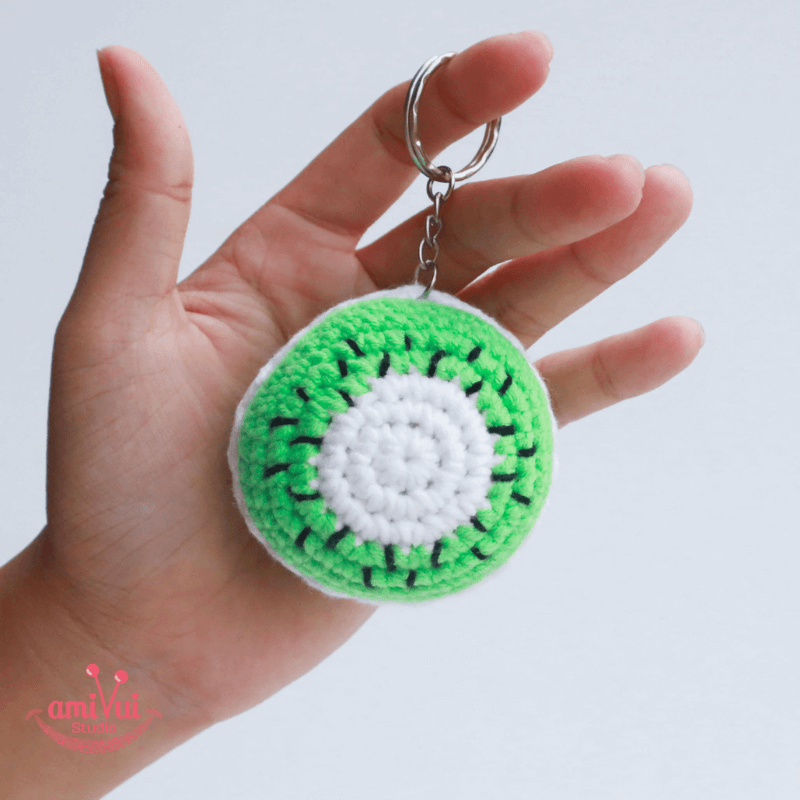 Kiwi Keychain Amigurumi Free Crochet Pattern by Amivui Studio