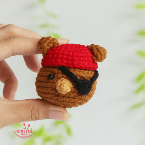 Pirate Bear keychain Free crochet pattern