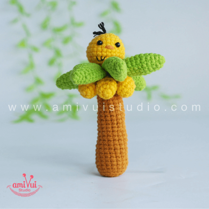 Crochet Chick Perched On A Coconut Tree Amigurumi Pattern by Amivui Studio