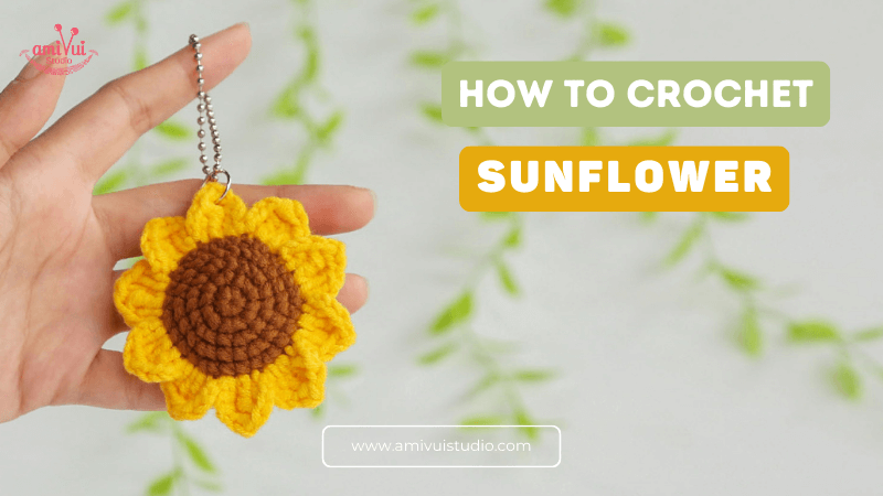 Crochet Sunflower Keychain Free Pattern For Beginners