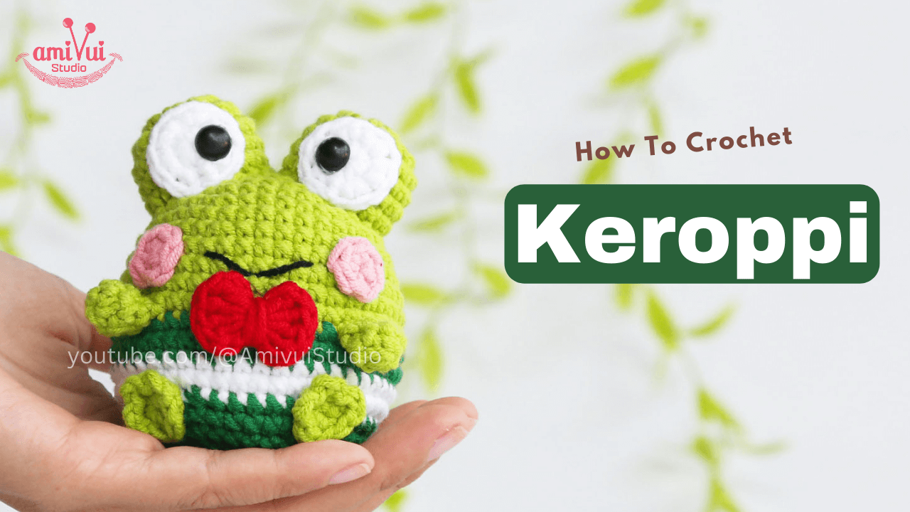 Amigurumi cheerful green frog Keroppi free crochet tutorial