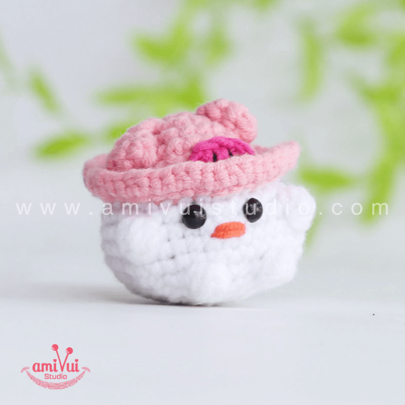 Crochet Chicken with Pig hat keychain - Free Amigurumi Pattern by AmivuiStudio