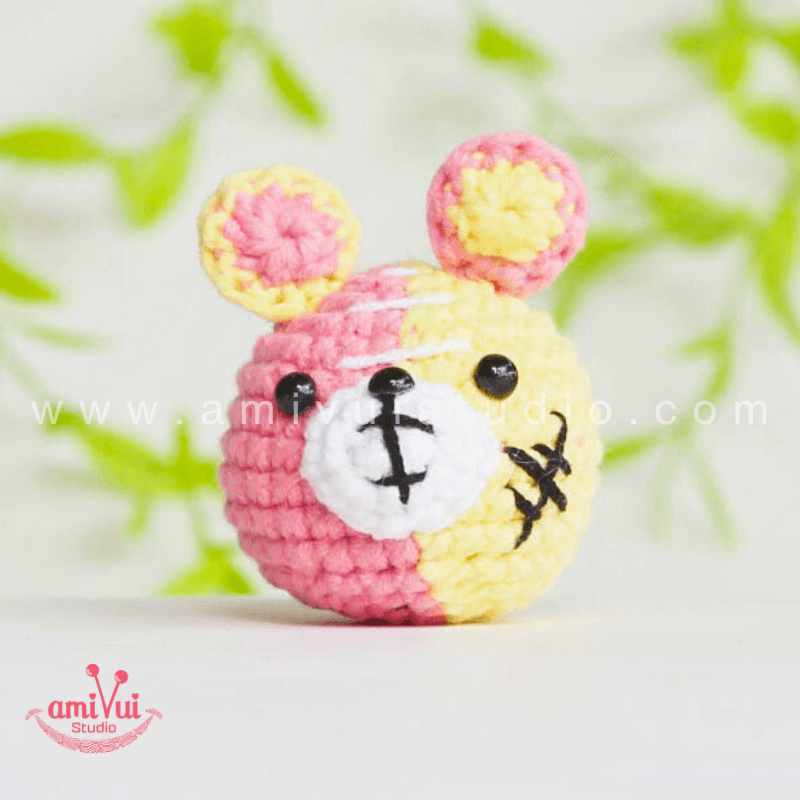 Crochet Tiny Colorful Bear keychain - Free Amigurumi Pattern by AmivuiStudio