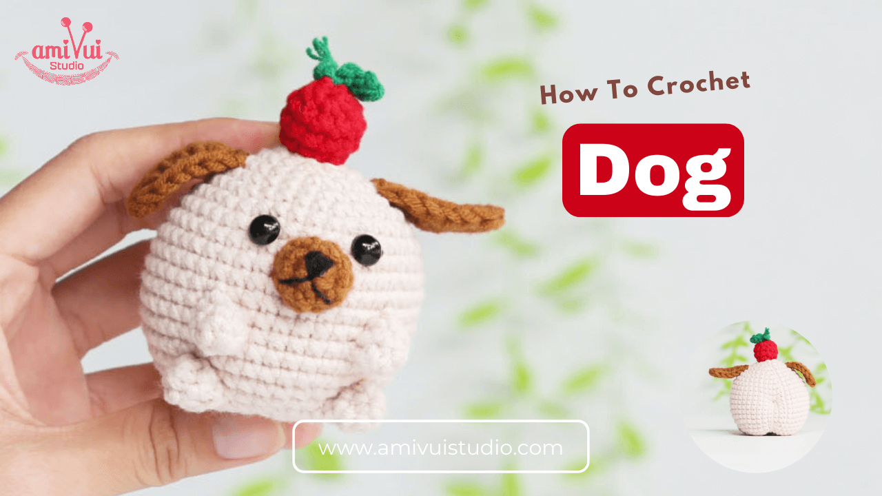 Amigurumi dog with apple free crochet pattern