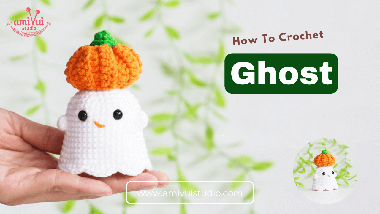 Ghost with Pumpkin hat free amigurumi crochet pattern