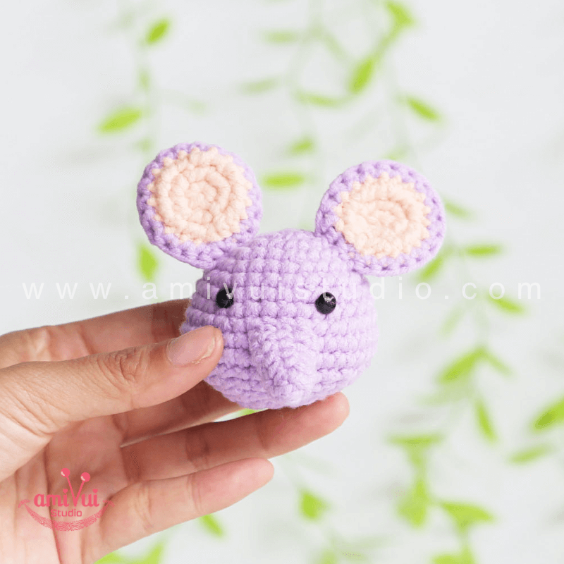 Crochet Elephant keychain - Free Amigurumi Pattern by AmivuiStudio